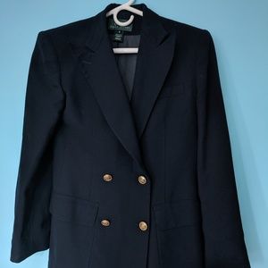Ralph Lauren 100% Wool Navy Double Breasted Blazer